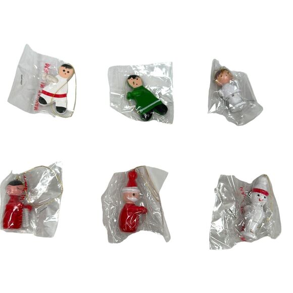Vintage Petite Wood Christmas Ornaments Lot Of 21 Taiwan Sealed 1.5" New - Picture 2 of 8